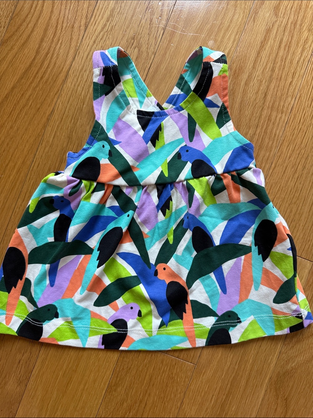 Colorful Parrot Print Toddler Dress - Bright Multi